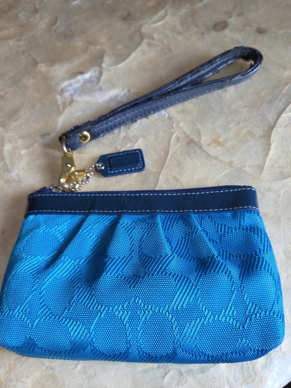 Coach Blue Wristlet Clutch - Textured Pattern